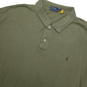 Polo Ralph Lauren Polo‎ Shirt Mens 3XLT Green Solid Big Tall Cotton Pony Logo